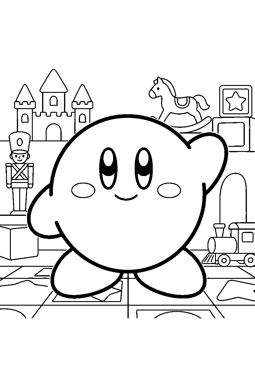 kirby in toy kingdom line art