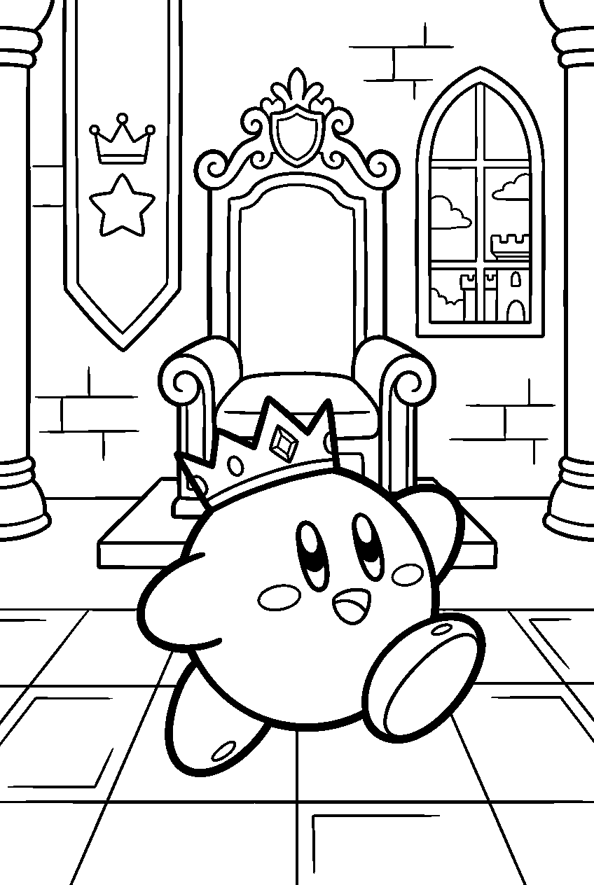 kirby running in royal throne room line art