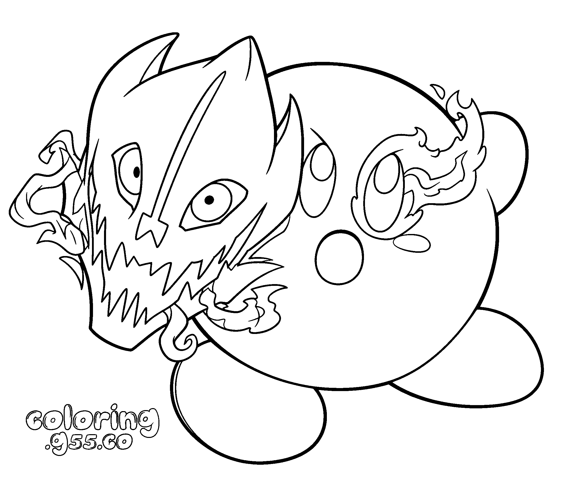 kirby with sans gaster blaster undertale line art