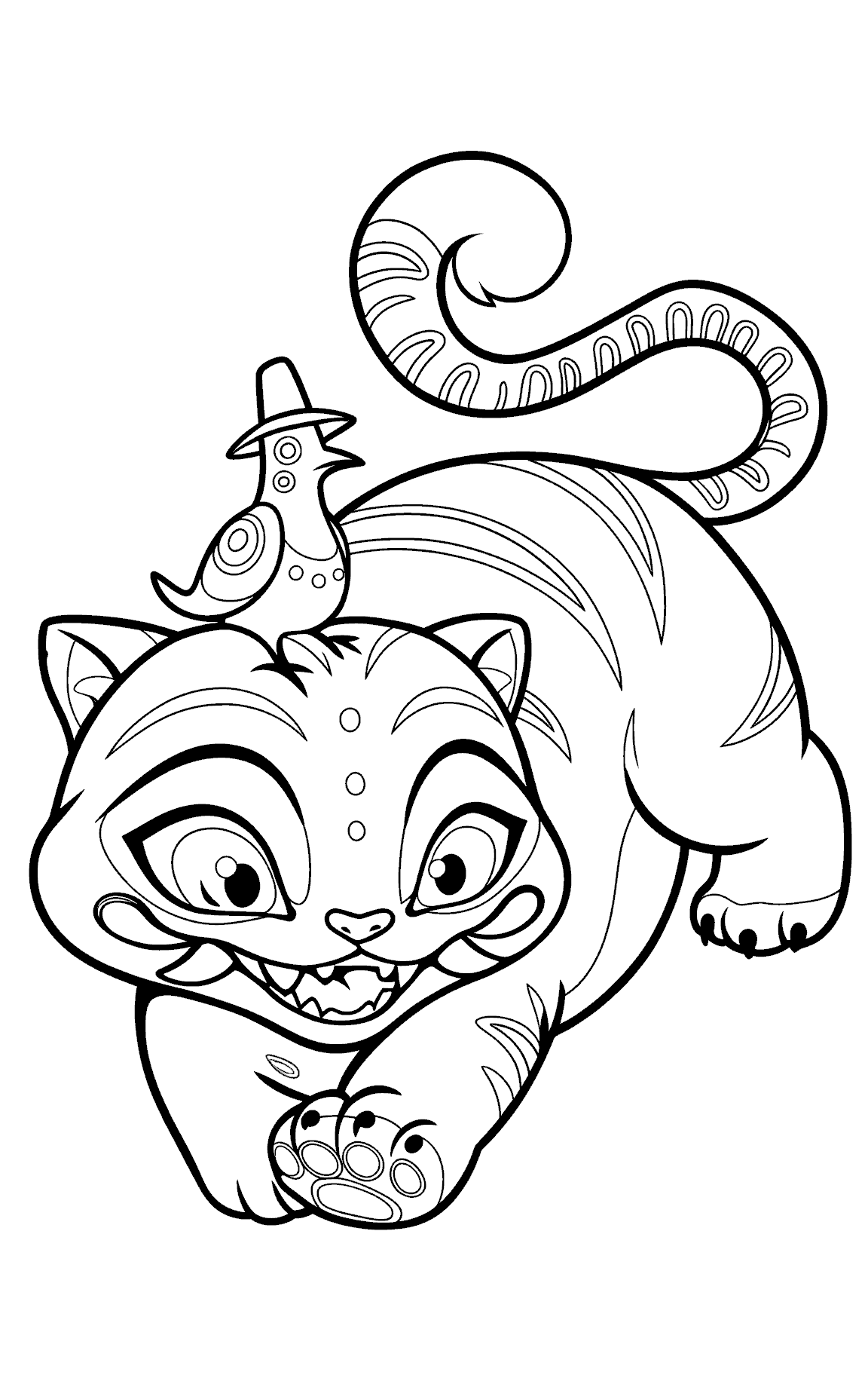 k pop demon hunters derpy tiger and bird line art for kids
