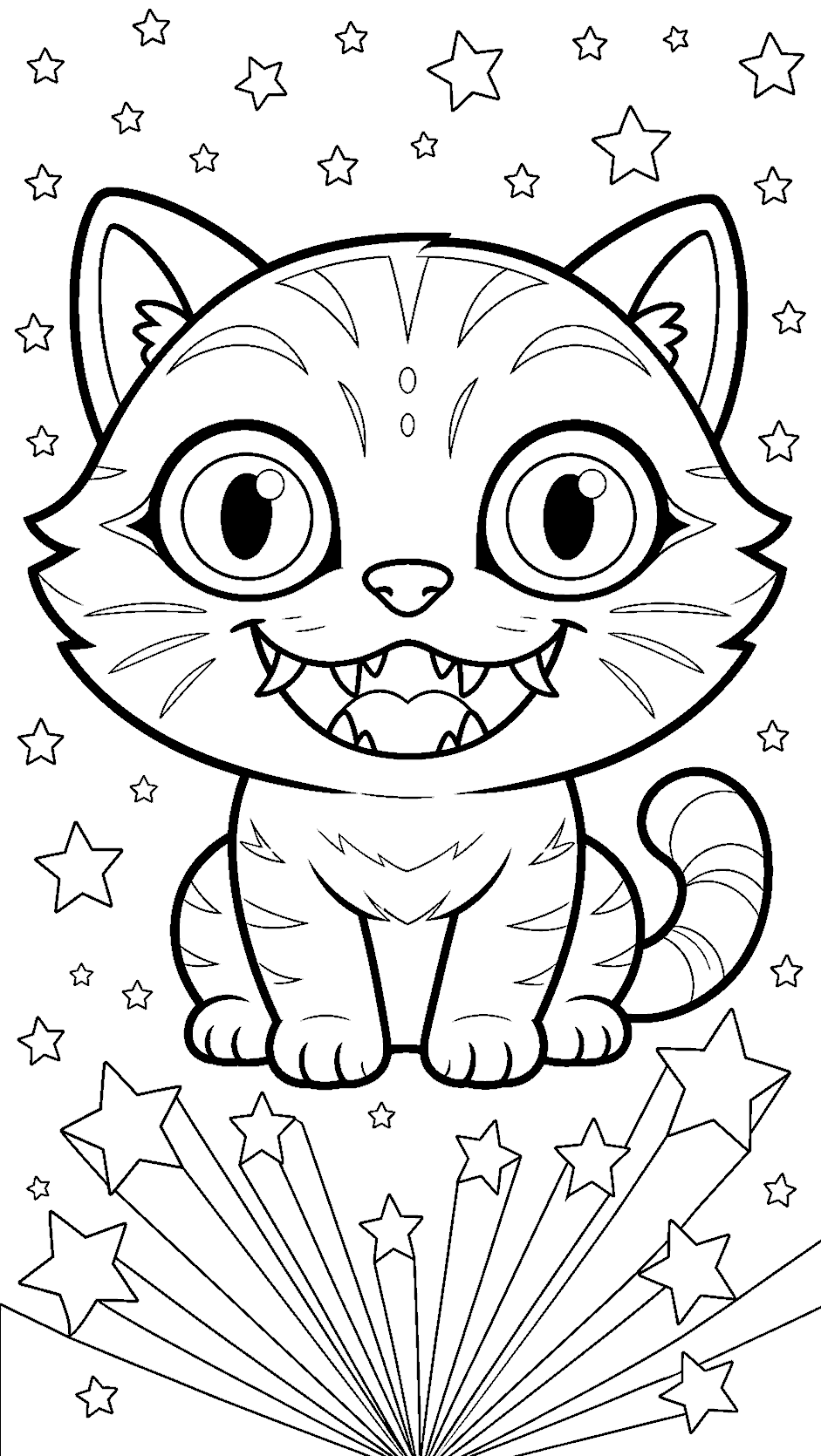 k pop demon hunters derpy tiger line art for kids