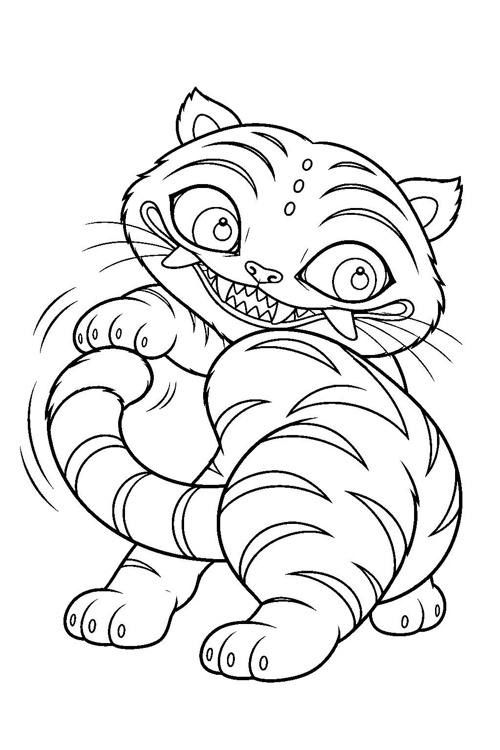 kpop demon hunters derpy tiger chasing his own tail line art