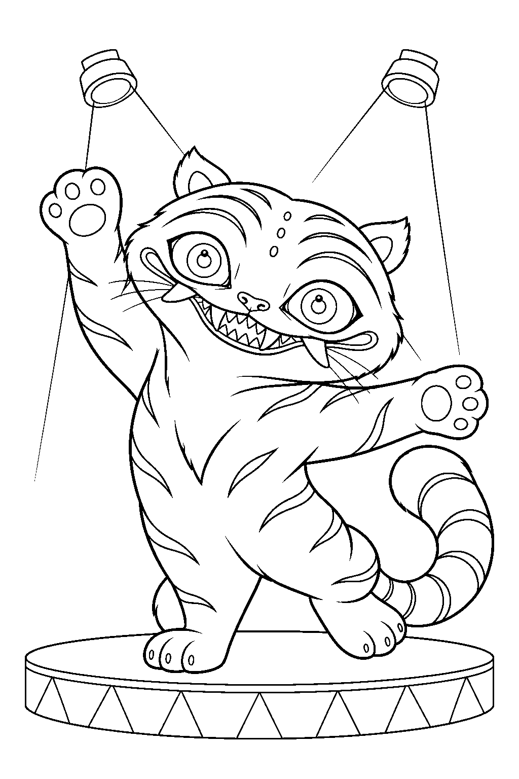 kpop demon hunters derpy tiger dancing on a concert stage line art