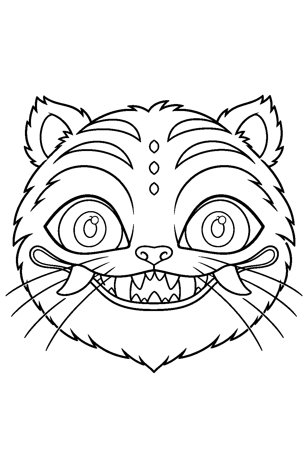 kpop demon hunters derpy tiger goofy face portrait line art
