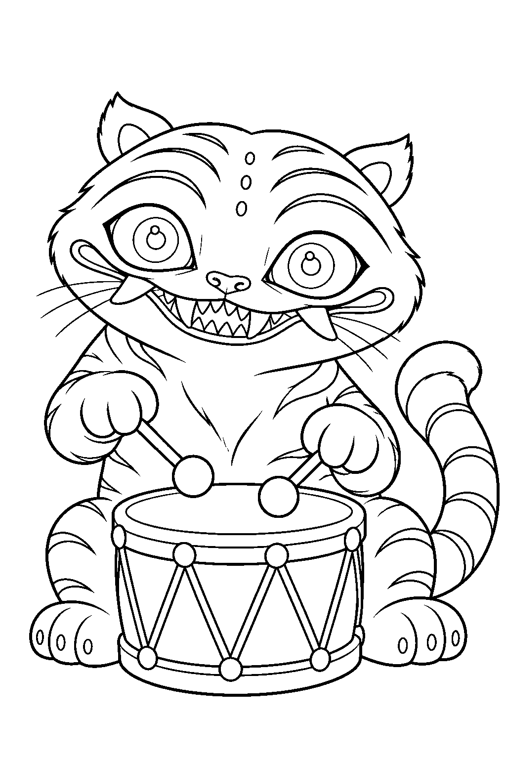 kpop demon hunters derpy tiger playing a drum line art