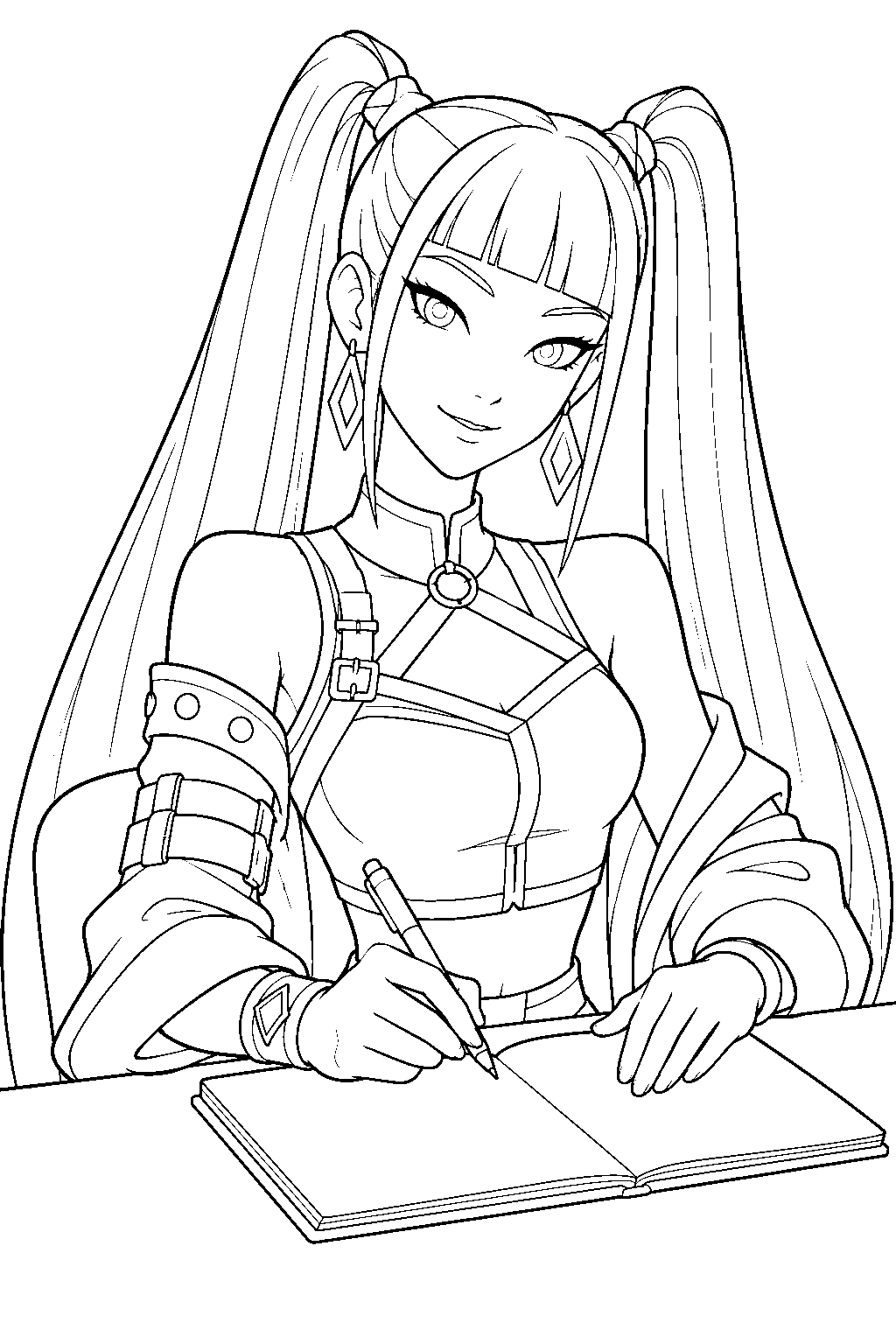 kpop demon hunters mira signing an album at a fan meet line art