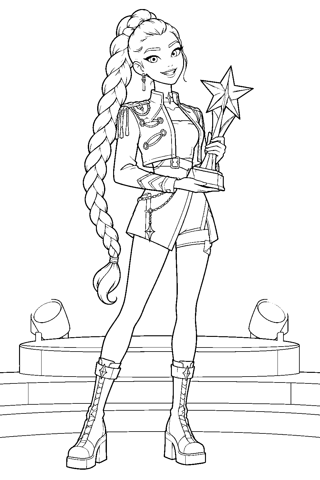 rumi kpop demon hunters receiving a trophy at the idol awards line art