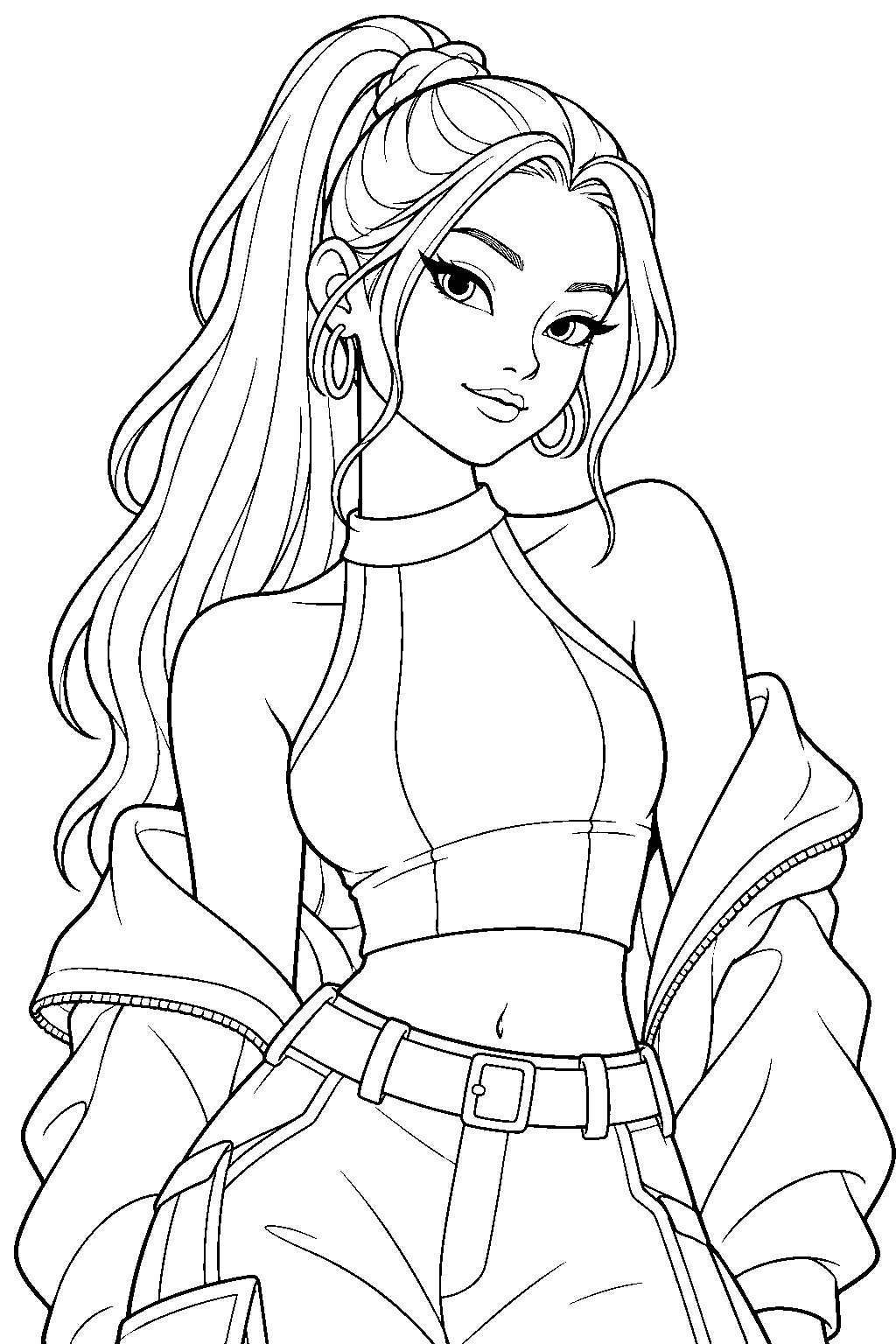abby saja close up portrait line art