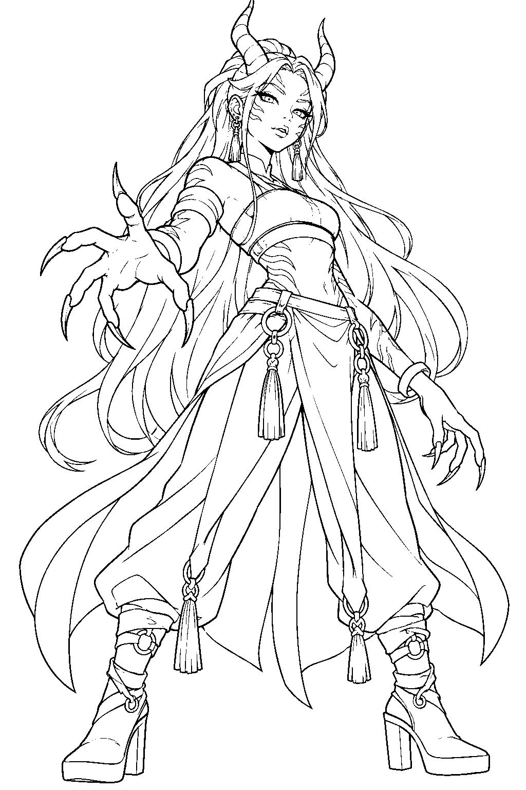 abby saja demon form line art