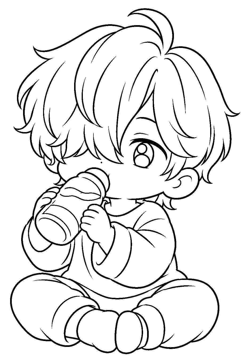 baby saja drinking water line art