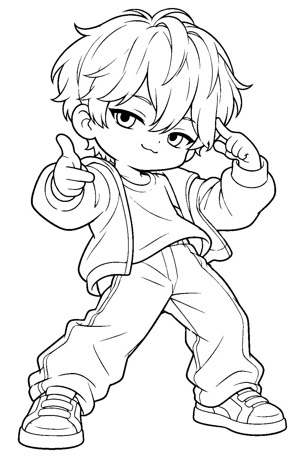 baby saja soda pop dancing pose line art