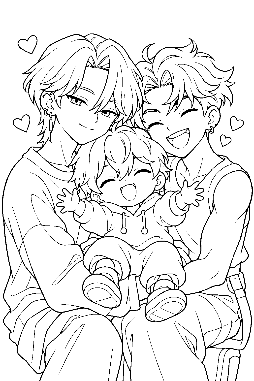 baby saja with romance and abby line art