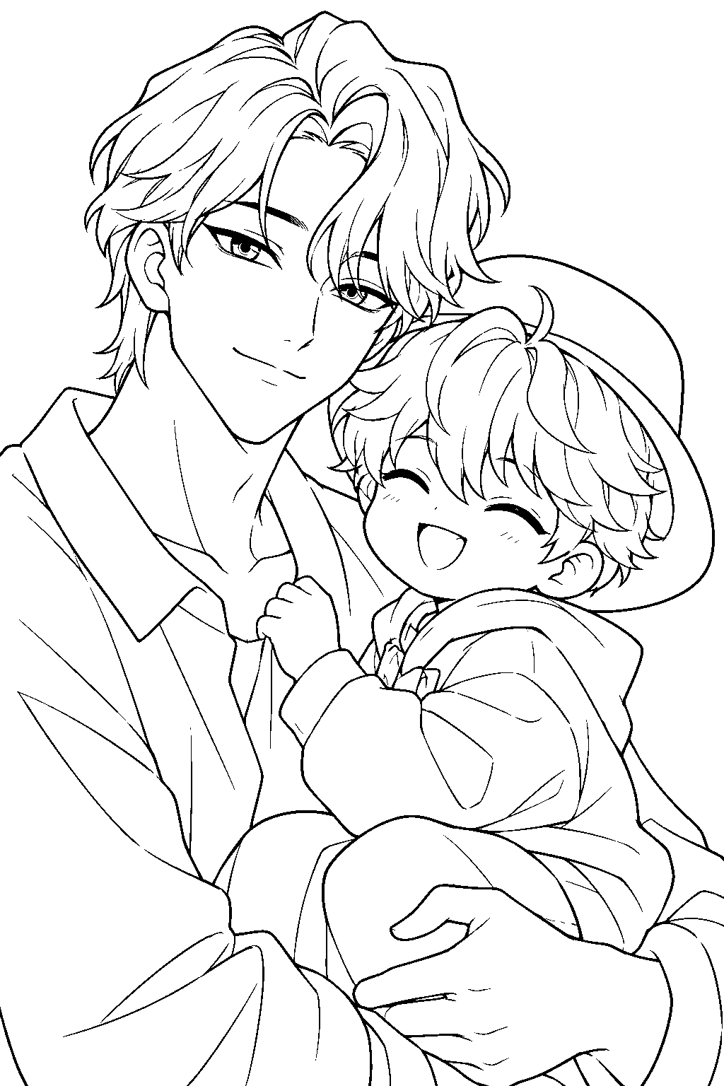 jinu and baby saja together line art