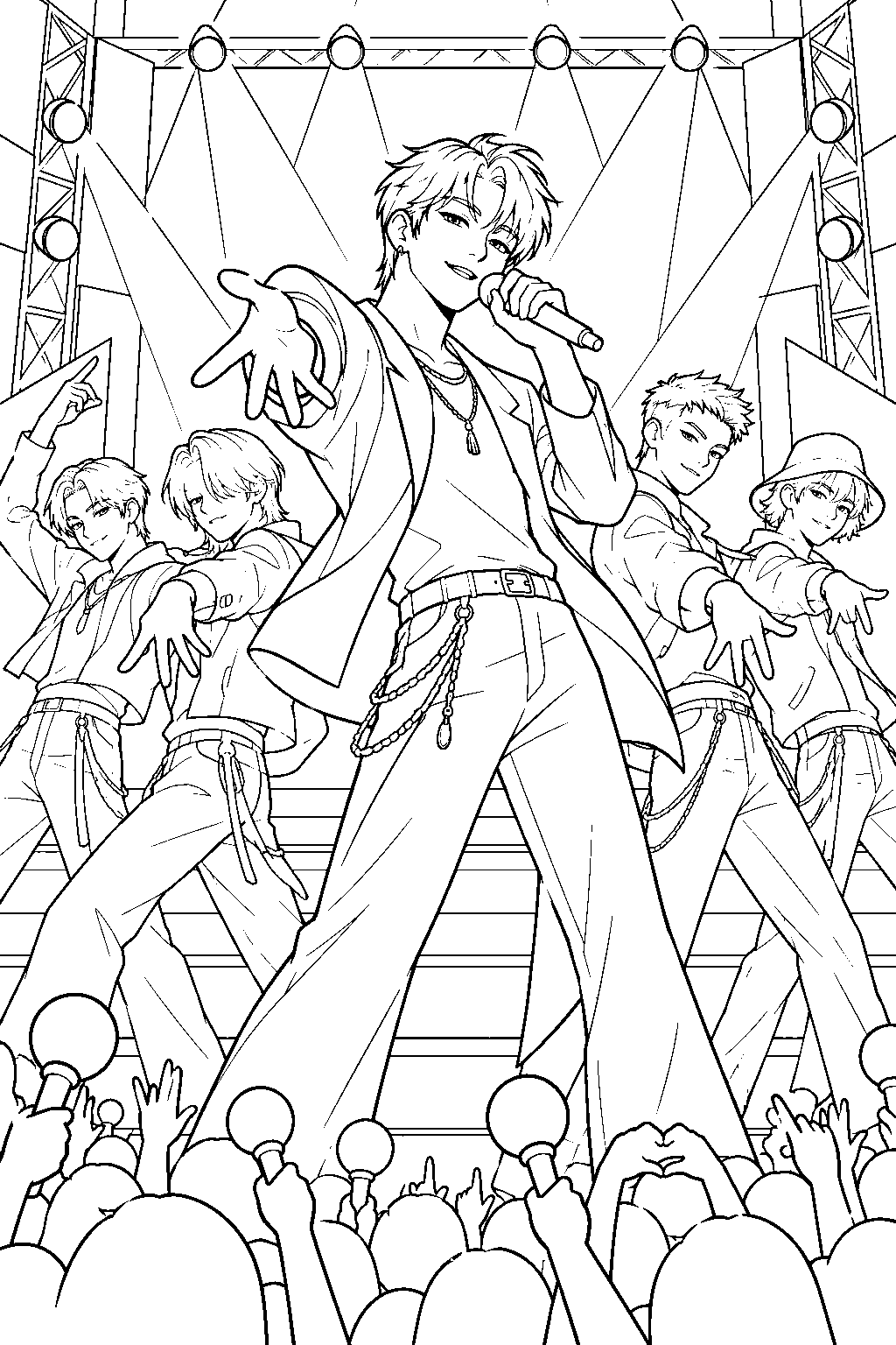 jinu leading the saja boys concert line art
