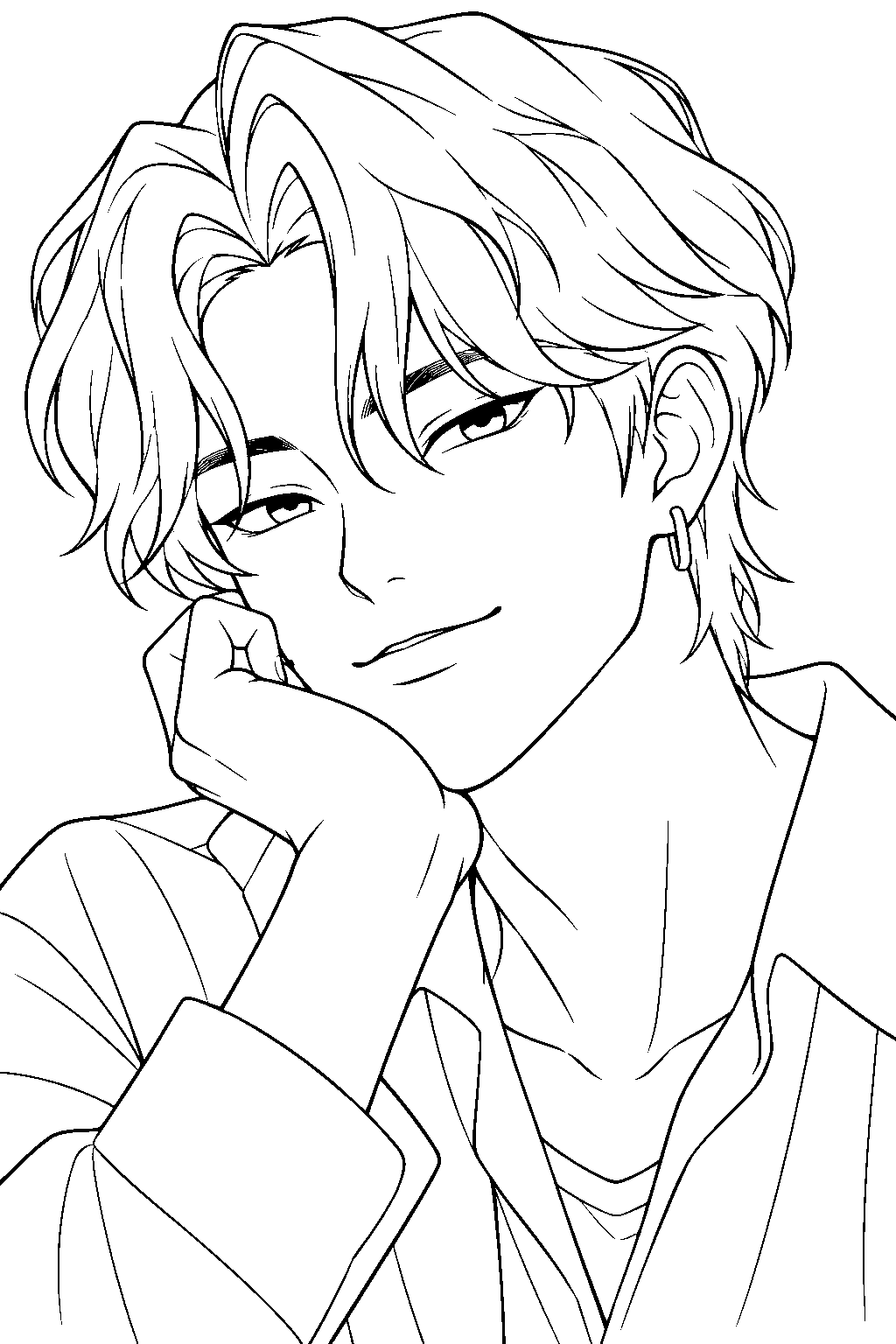 jinu saja boys close up portrait line art