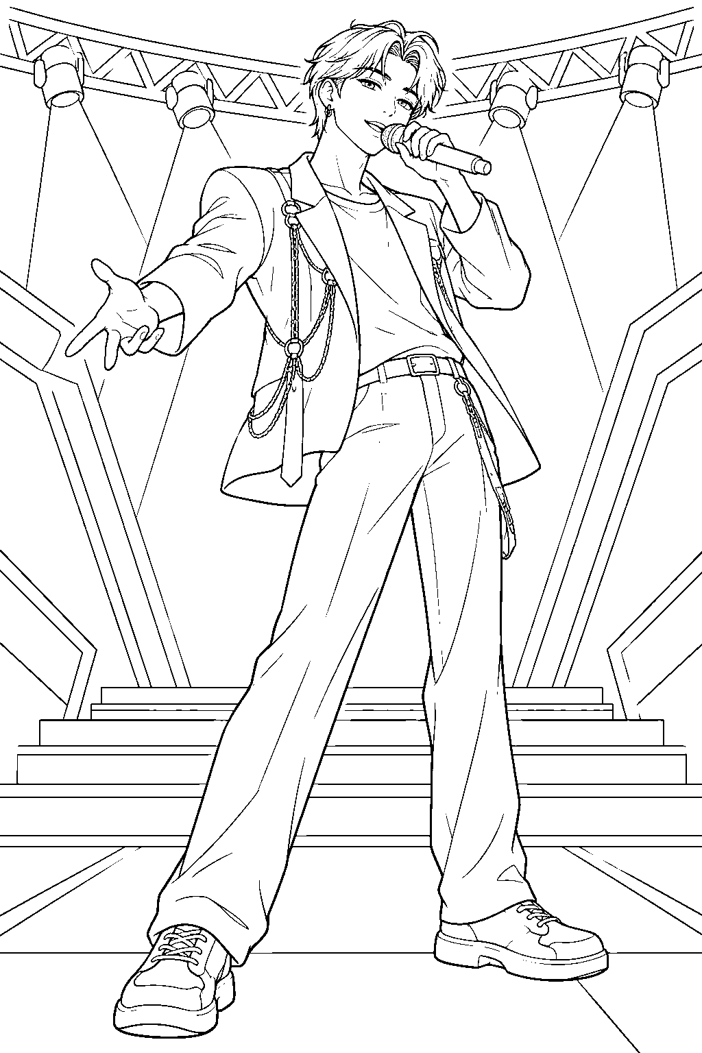 jinu saja boys singing on stage line art