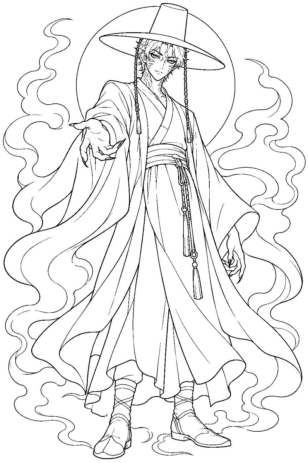 mystery saja demon form line art
