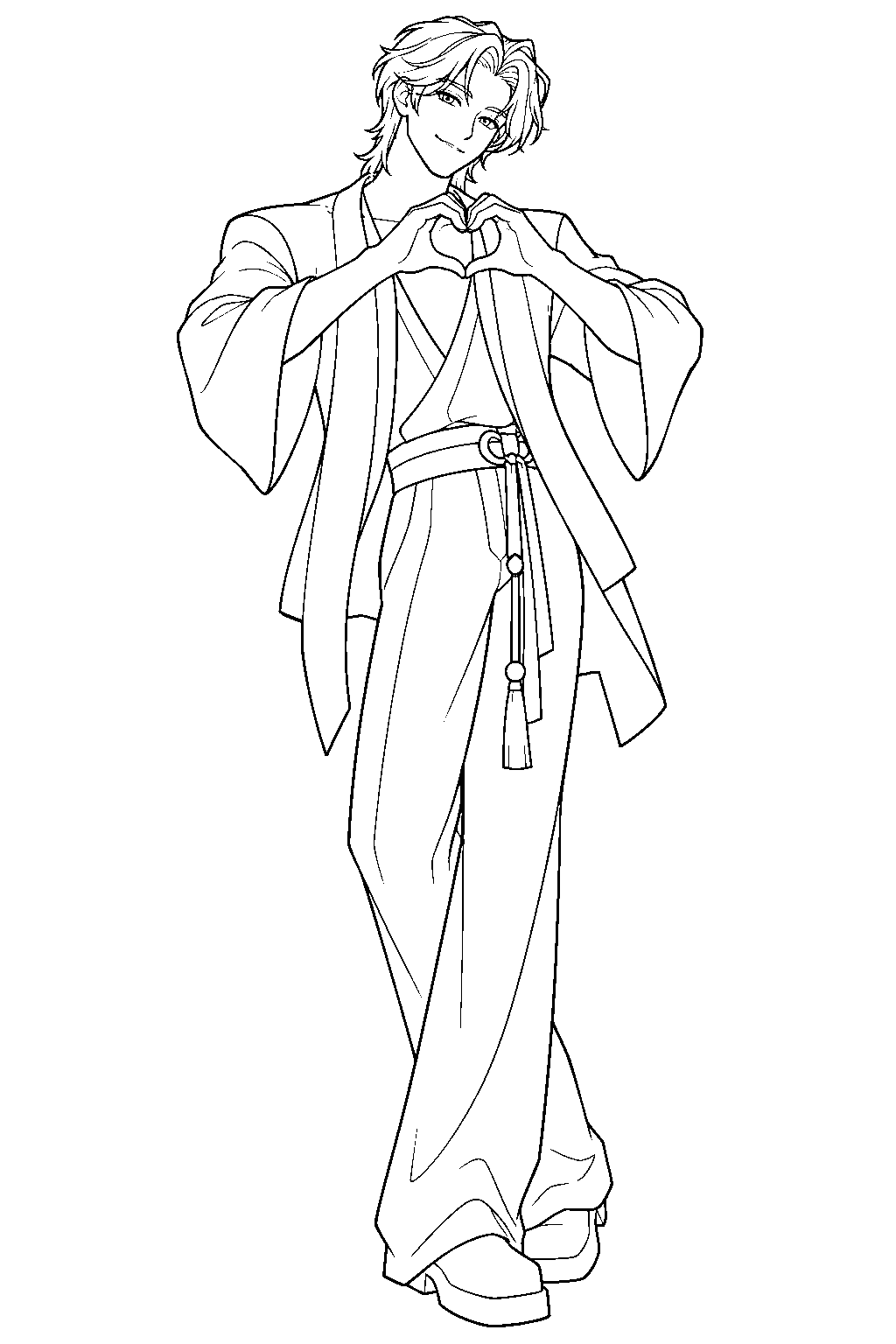 romance saja heart pose line art