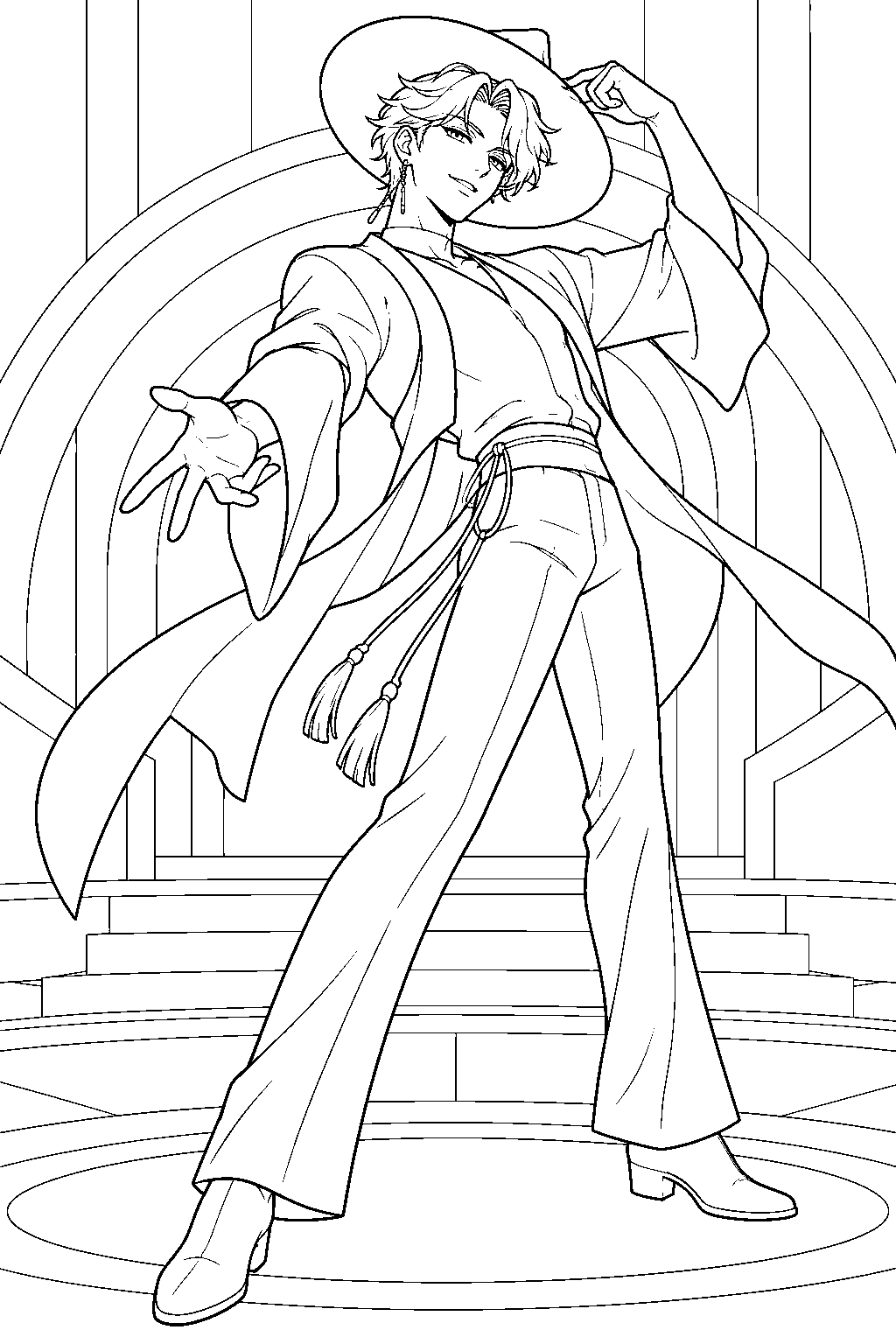 romance saja soda pop stage pose line art