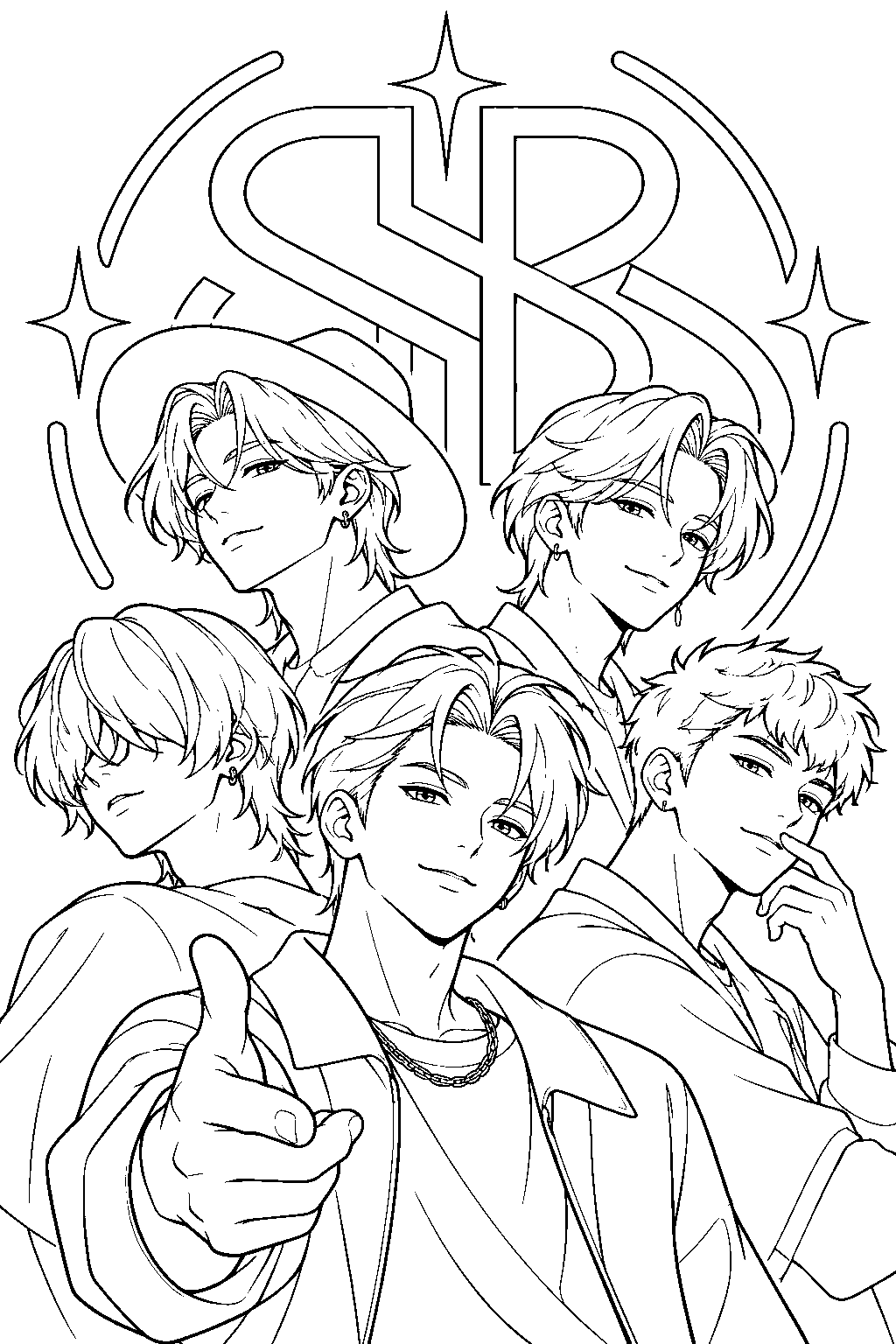 saja boys logo line art