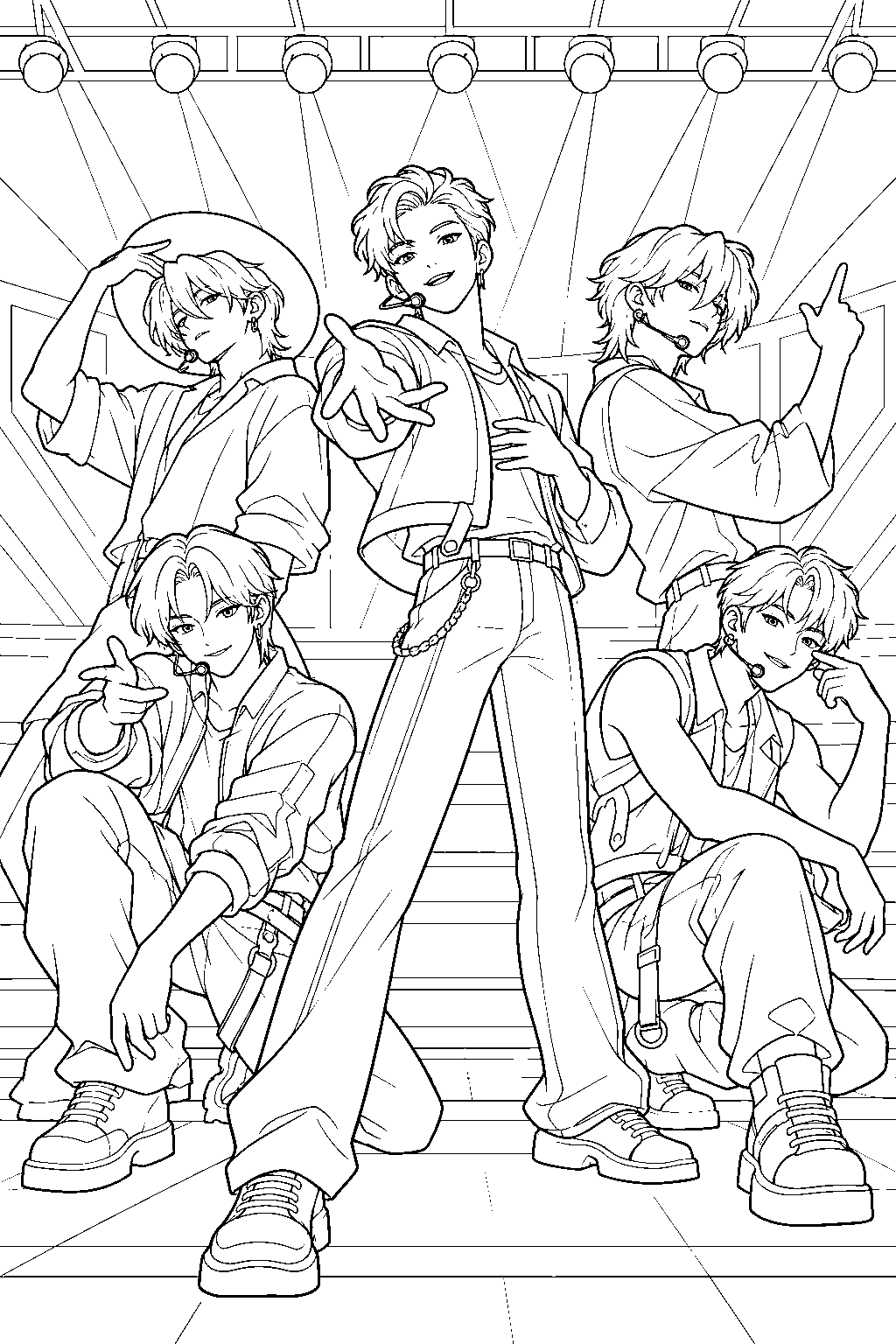 saja boys soda pop stage performance line art