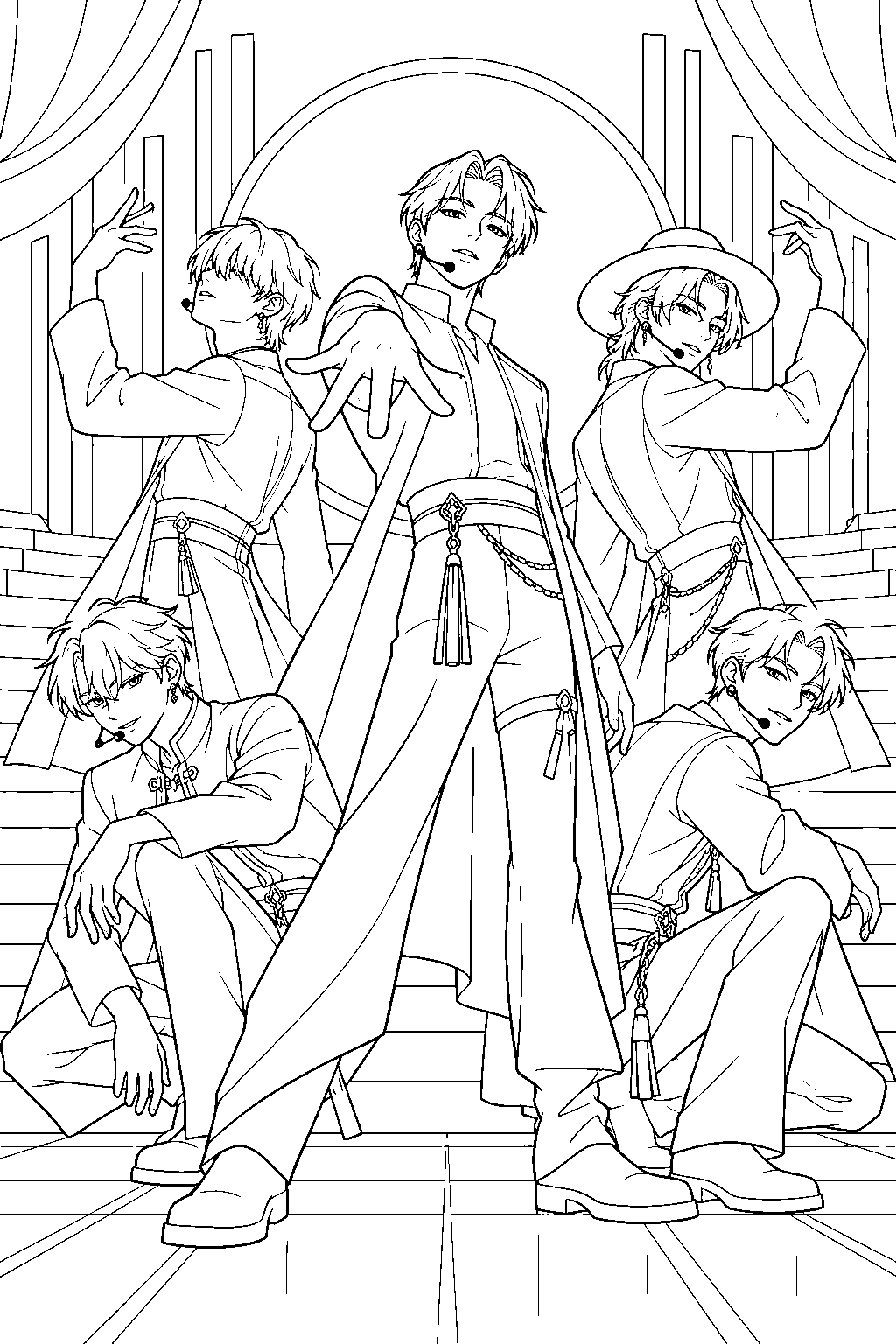 saja boys your idol stage performance line art