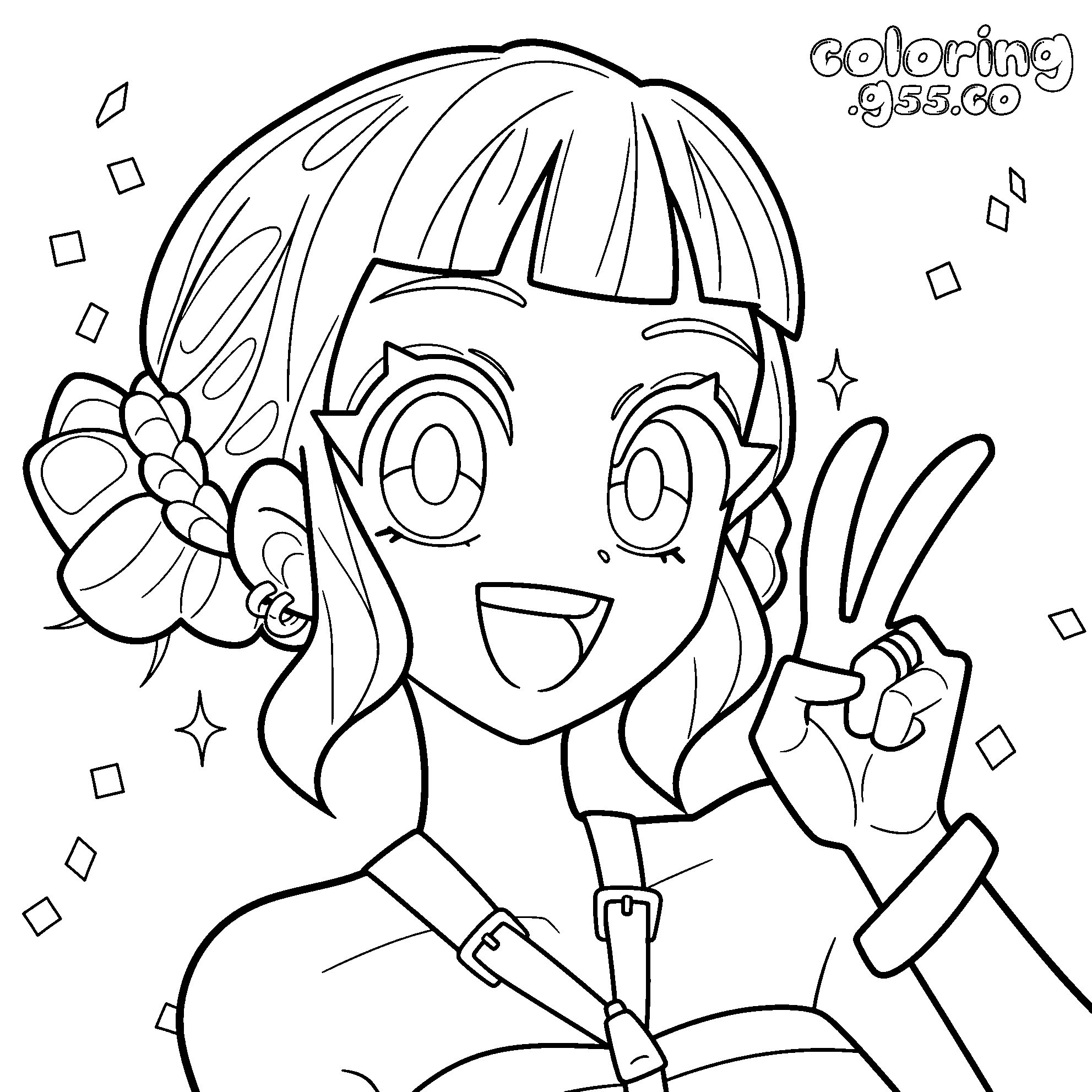 k pop demon hunters zoey peace sign line art