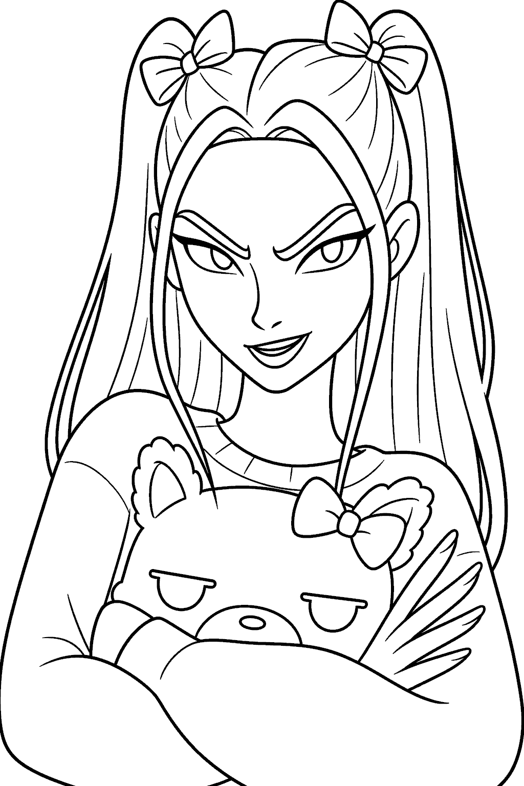 k pop demon hunters mira teddy bear line art for kids