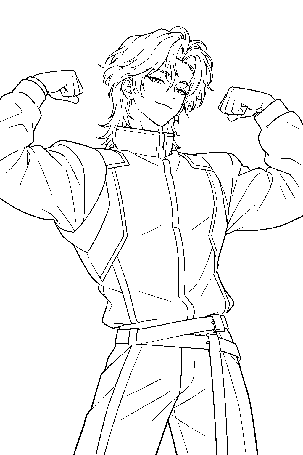 kpop demon hunters abby saja flexing his muscles line art