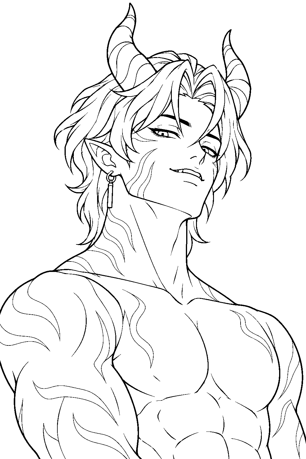 kpop demon hunters abby saja in demon form line art