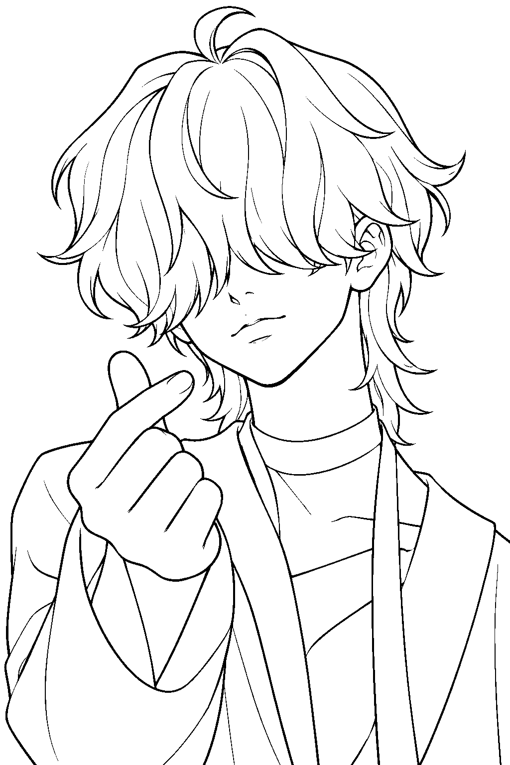 kpop demon hunters baby saja making a finger heart line art