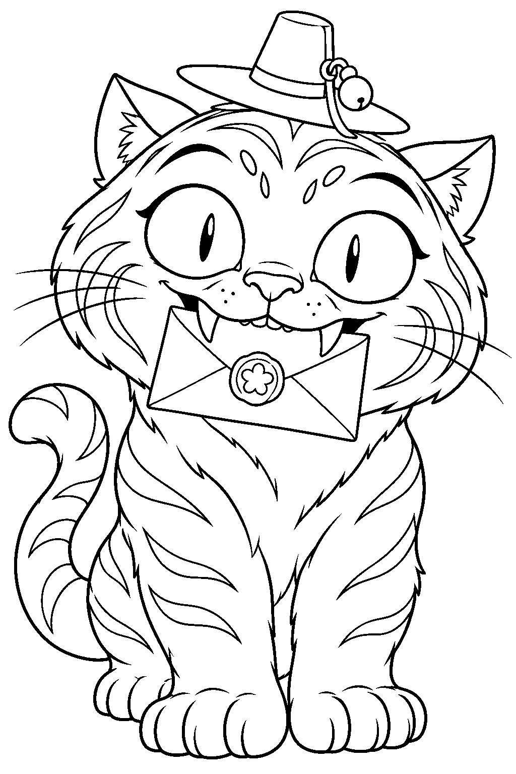 kpop demon hunters derpy tiger delivering a message line art