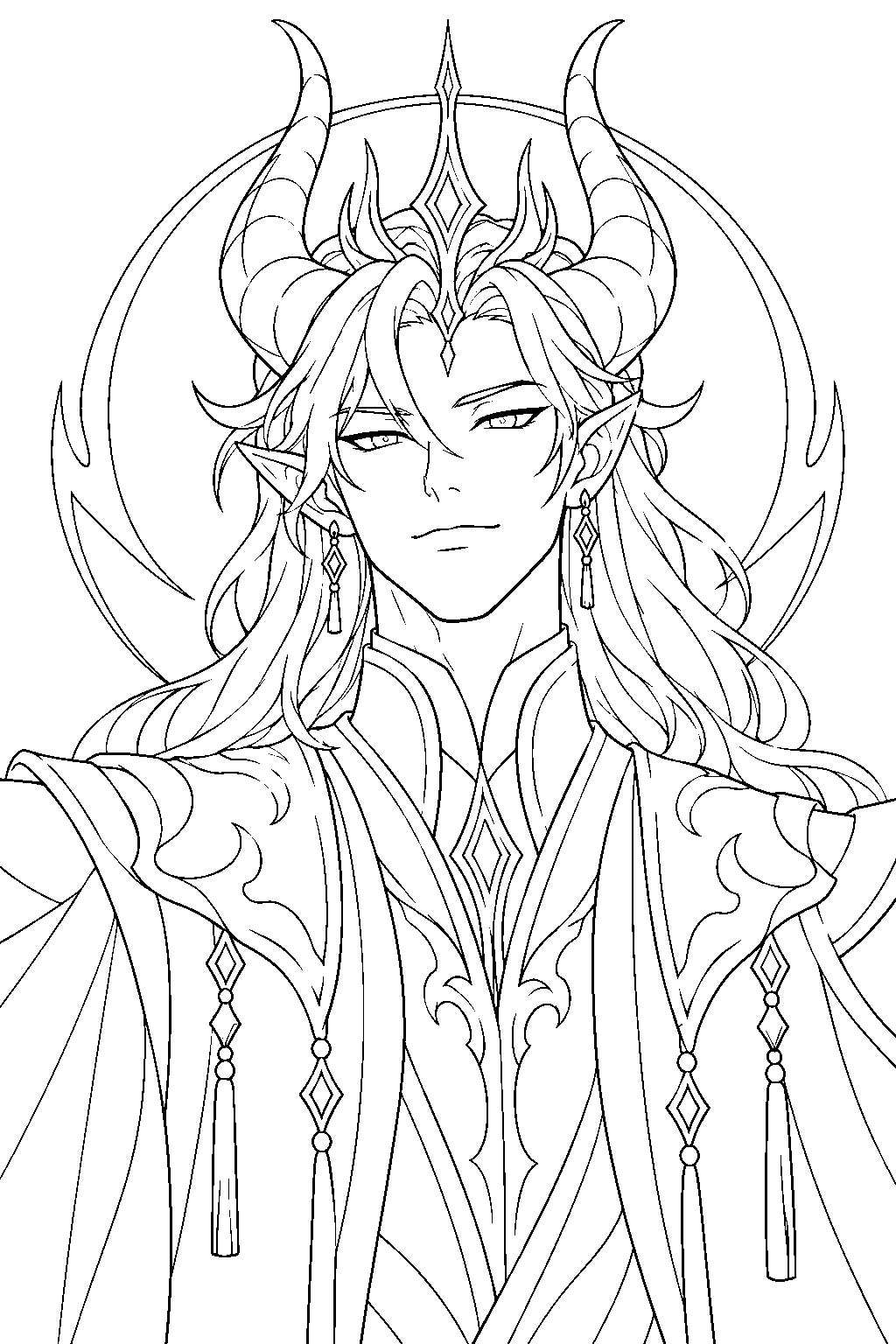 kpop demon hunters gwi ma demon king line art