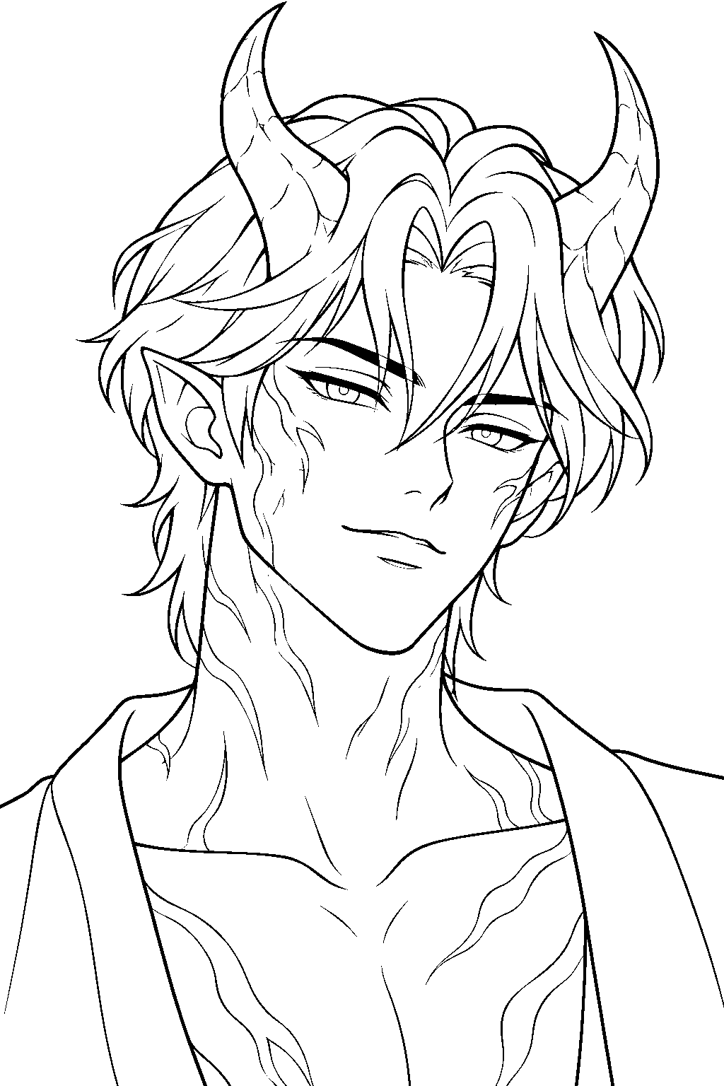 kpop demon hunters jinu in demon form line art