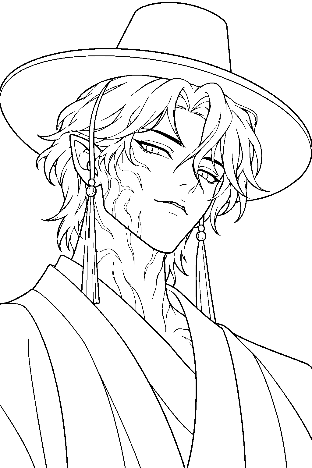 kpop demon hunters mystery saja in demon form line art