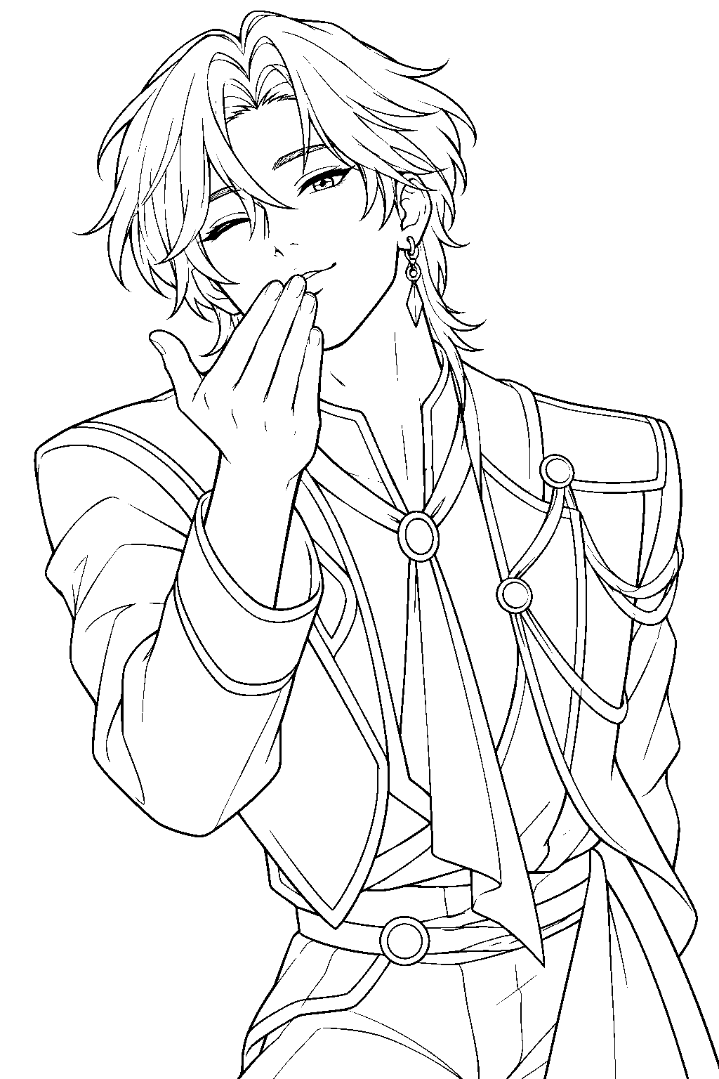 kpop demon hunters romance saja blowing a kiss line art