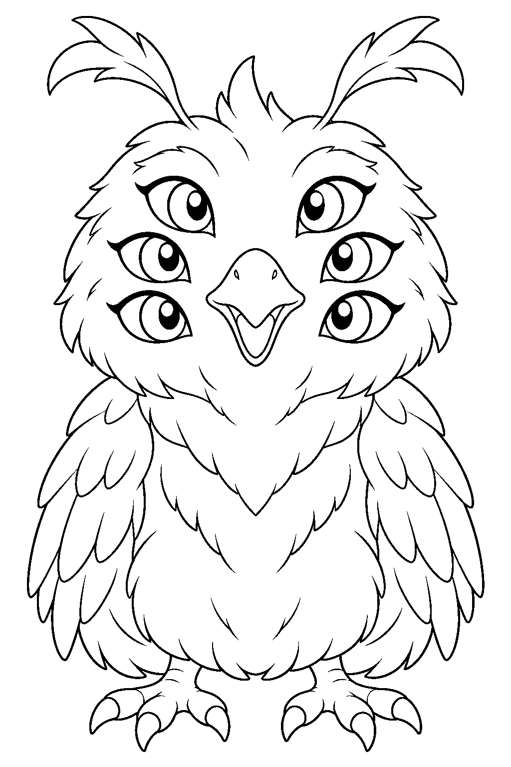 kpop demon hunters sussie bird with six eyes line art