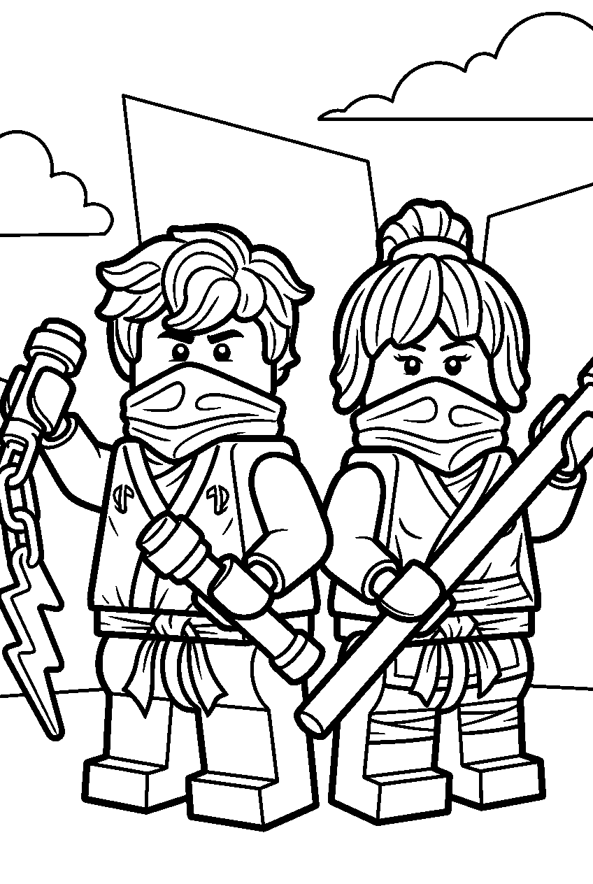 lego ninjago jay and nya line art