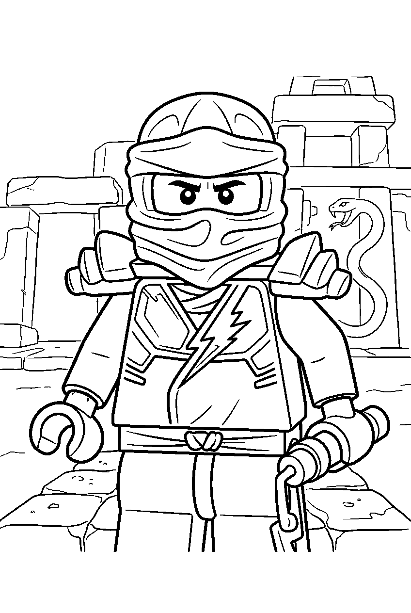 lego ninjago jay in lost city of ouroboros line art