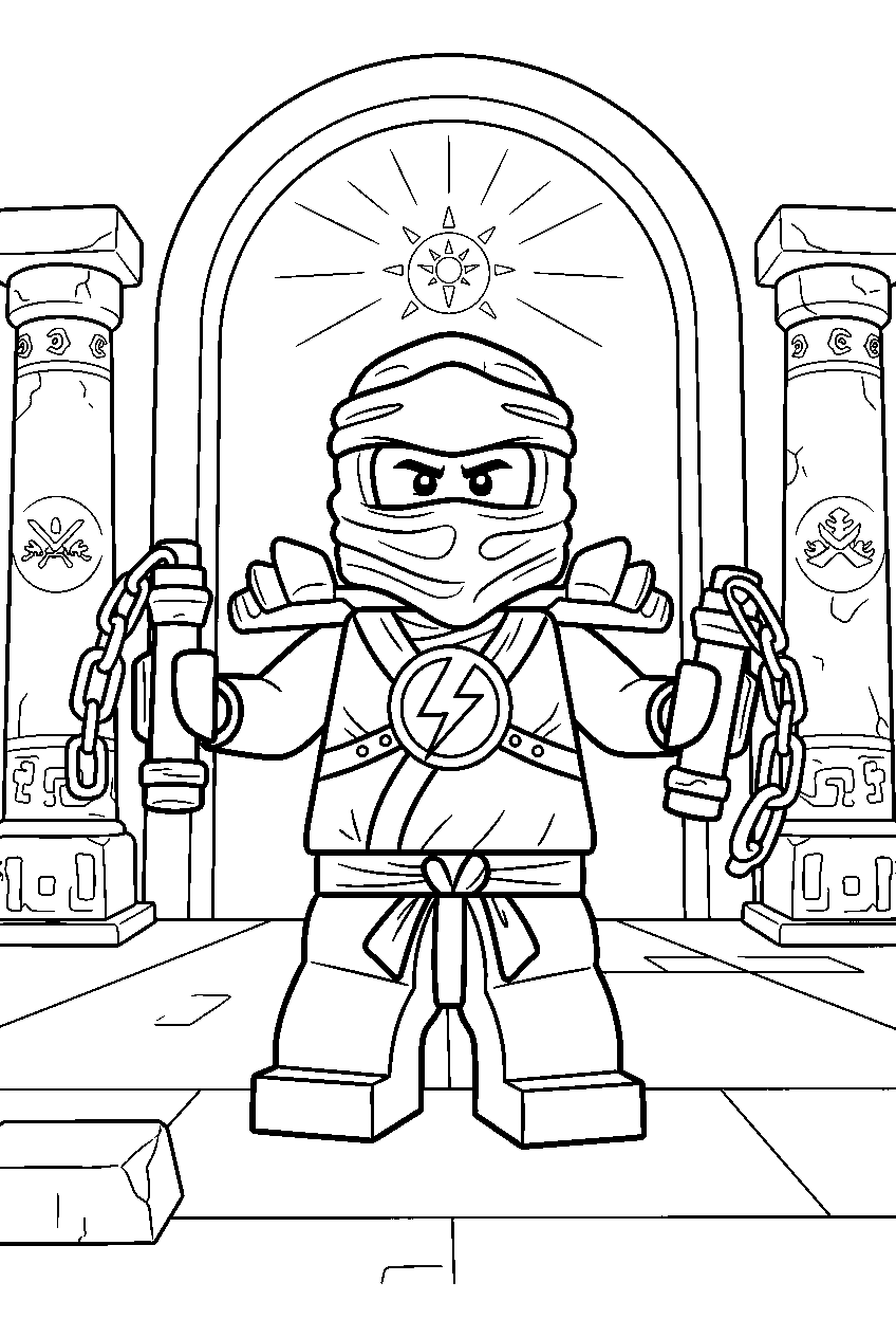 lego ninjago jay in temple of light line art
