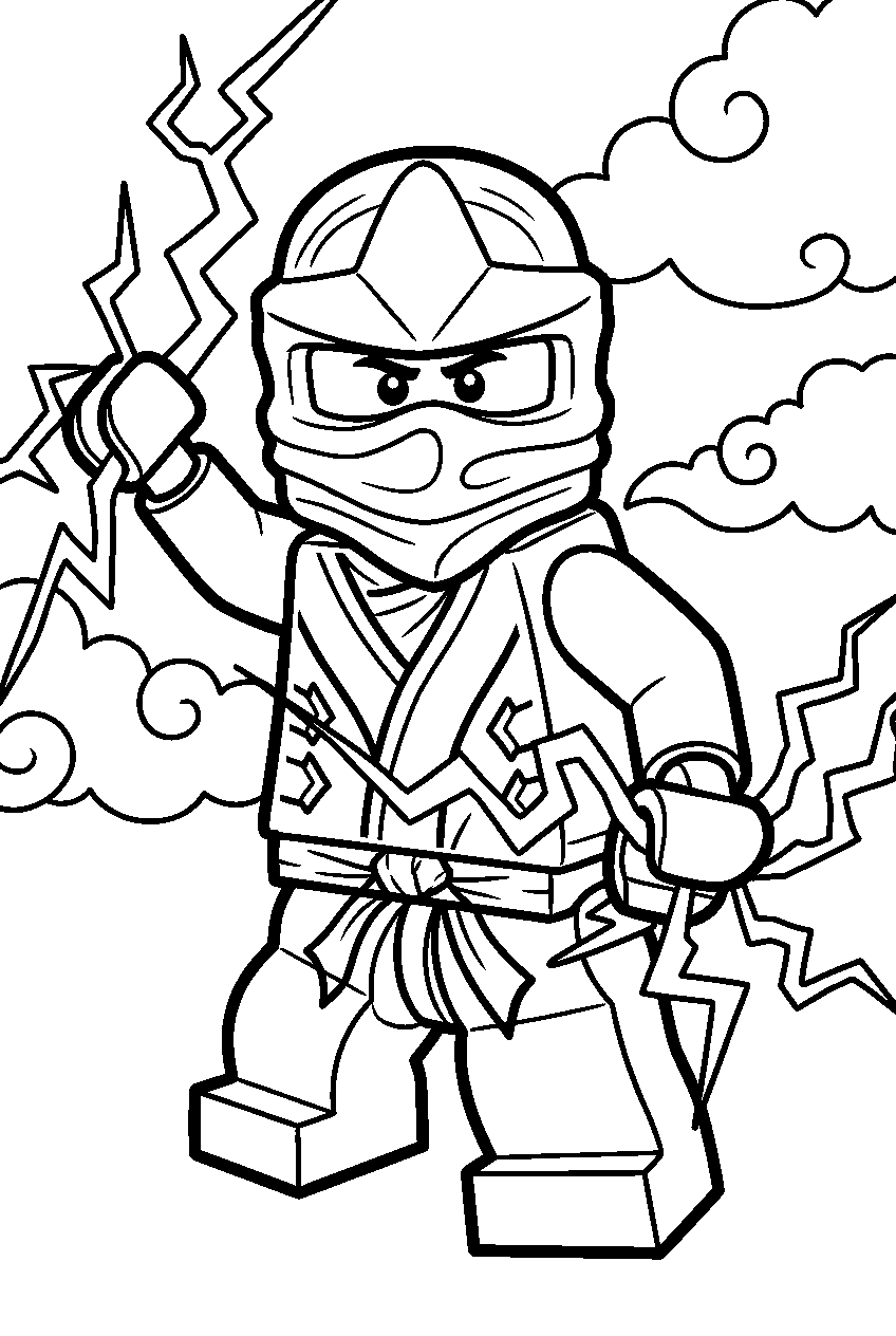 lego ninjago jay with lightning powers line art