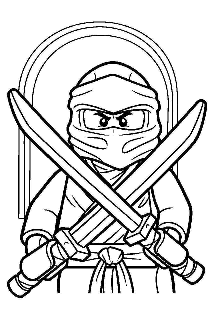 lego ninjago kai with element blades line art