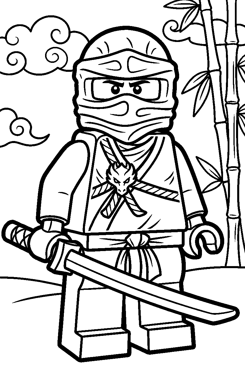 lego ninjago lloyd green ninja line art