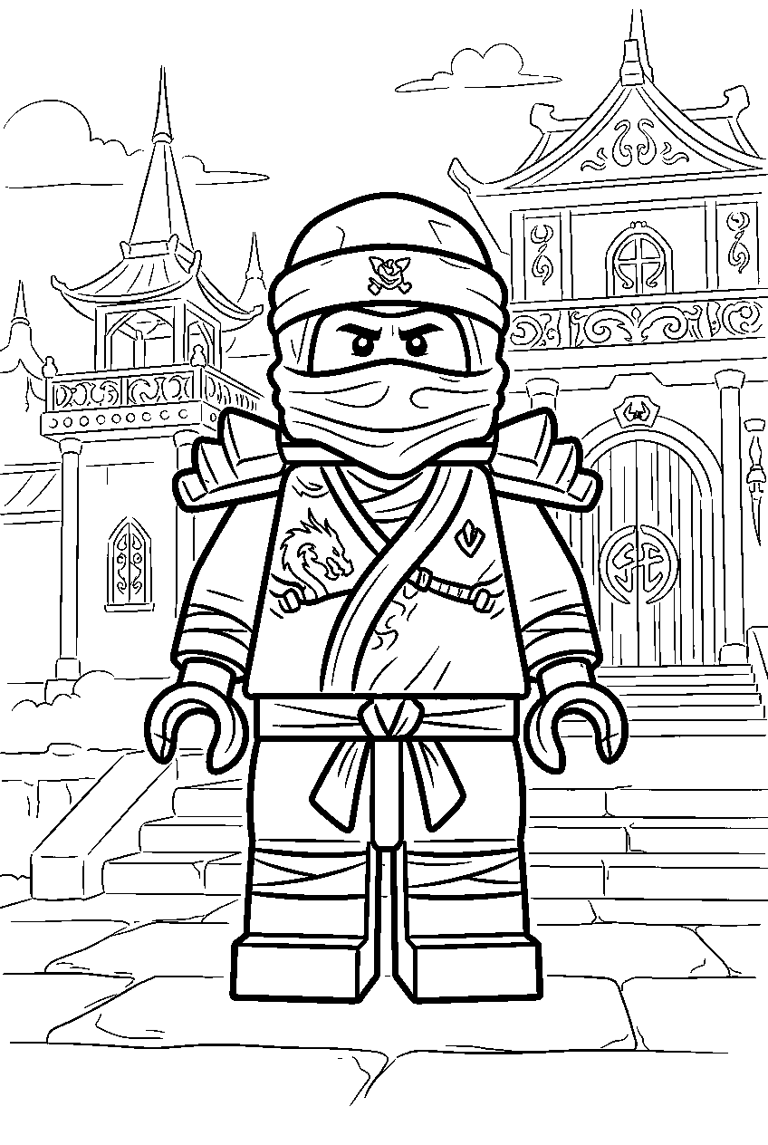 lego ninjago lloyd in shintaro palace line art