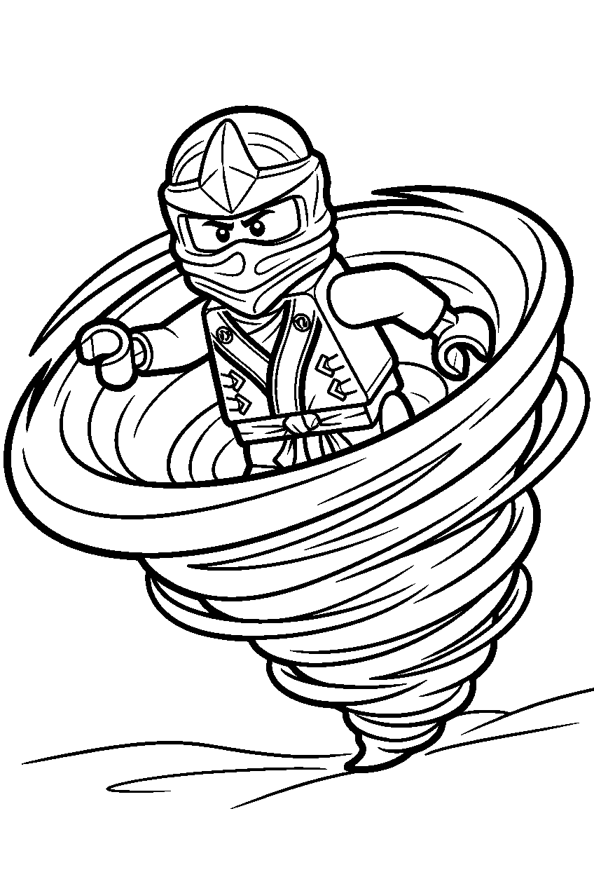 lego ninjago lloyd performing spinjitzu line art