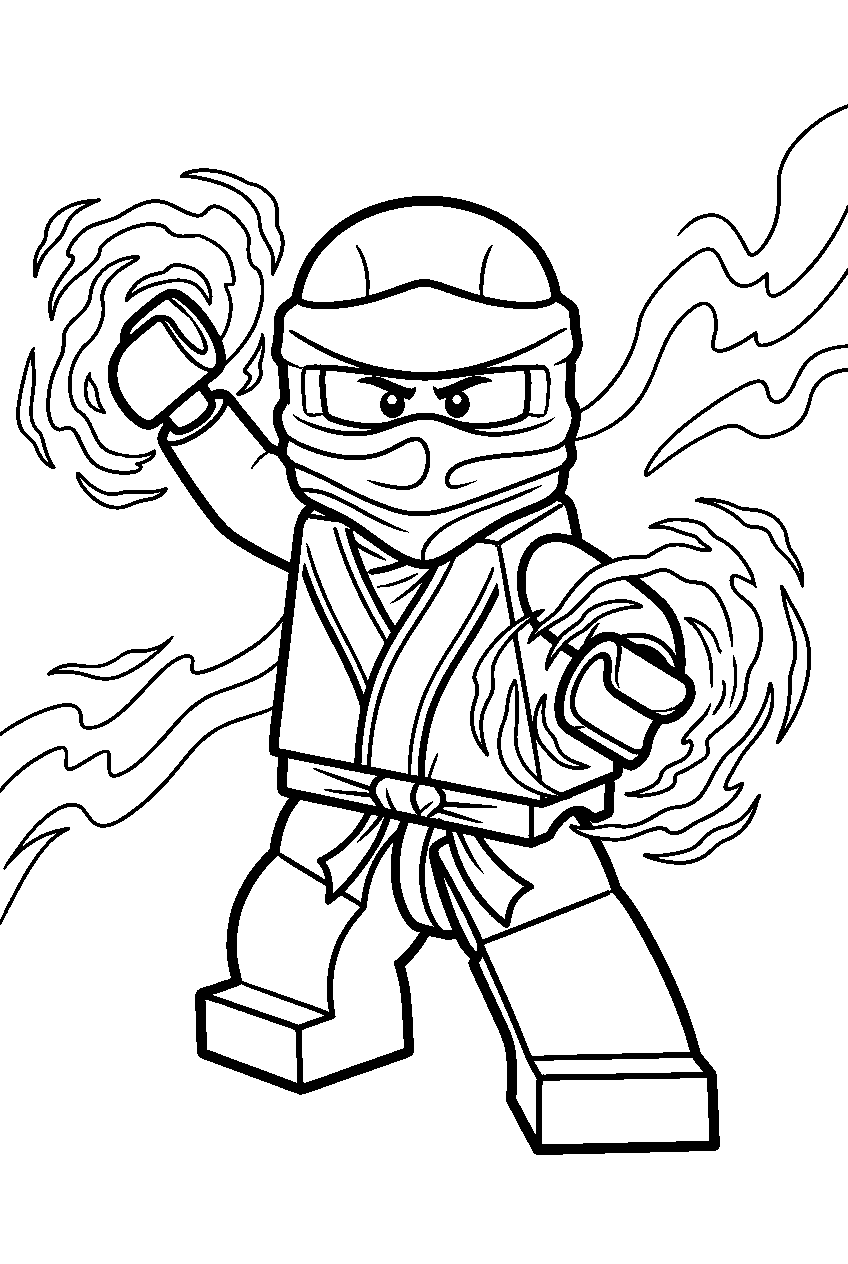 lego ninjago lloyd using green energy powers line art