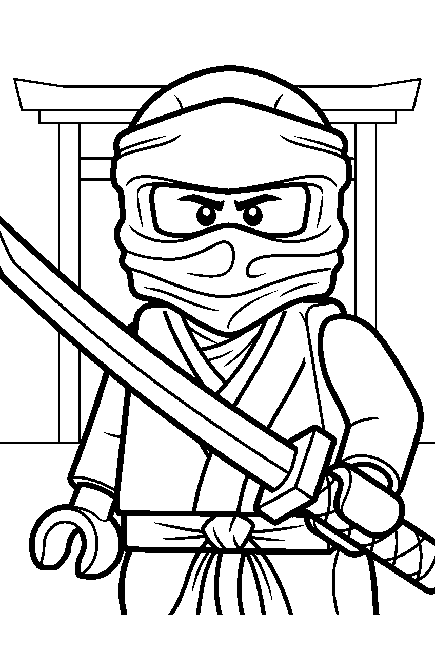 lego ninjago lloyd with sword line art