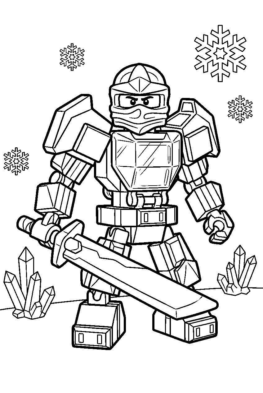 lego ninjago zane ice robot line art