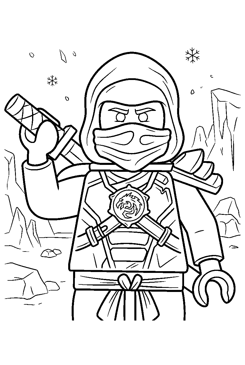 lego ninjago zane in never realm line art