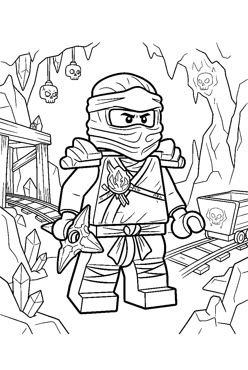 lego ninjago zane in skull sorcerer mine line art
